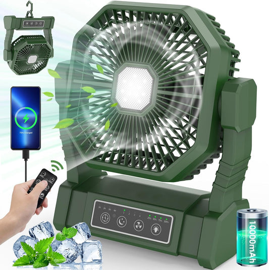 Ventilateur de camping USB rechargeable avec lumière LED