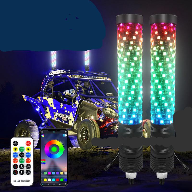 Antenne LED RVB 2 pieds avec drapeau pour véhicules tout-terrain